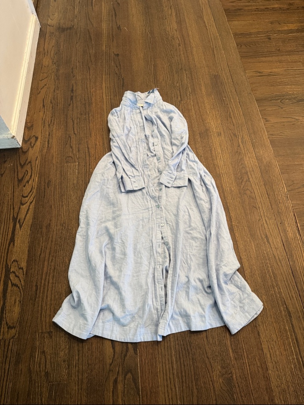 Calypso St. Barth Powder Blue Linen Button-Up Top
